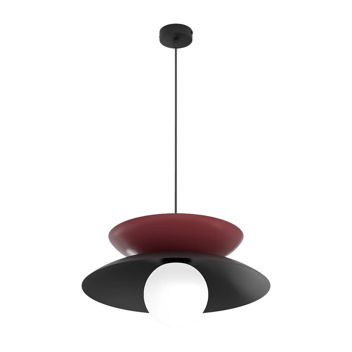 Emibig Nagoya Pendellampa Ø41 cm, Svart/Vinröd