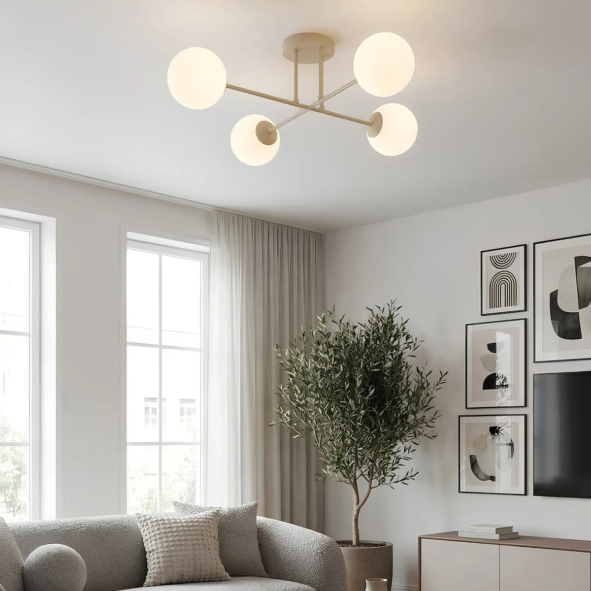 Emibig Roma Taklampa 4-ljus 55x75 cm, Beige