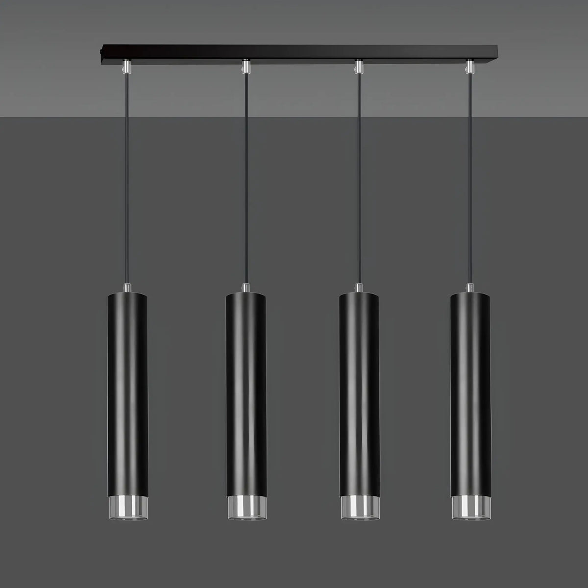 Emibig Kibo Pendellampa 4-ljus 60x6 cm, Svart/Silver