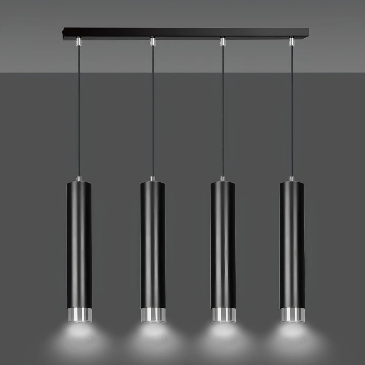 Emibig Kibo Pendellampa 4-ljus 60x6 cm, Svart/Silver