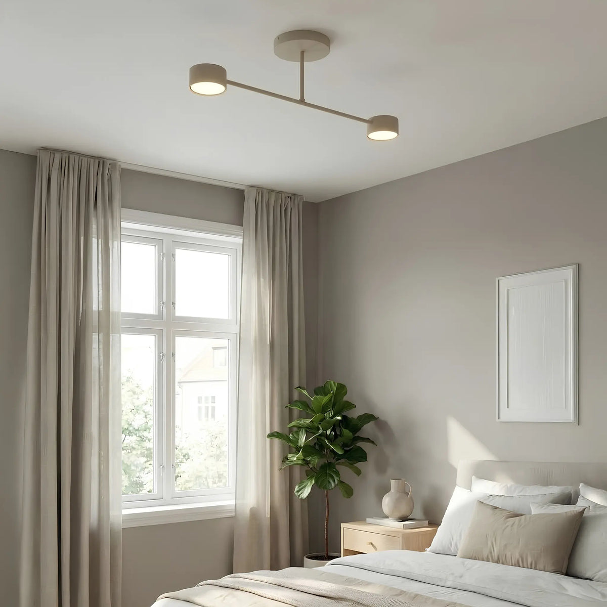 Emibig Halo Taklampa 2-ljus 60x8 cm, Beige