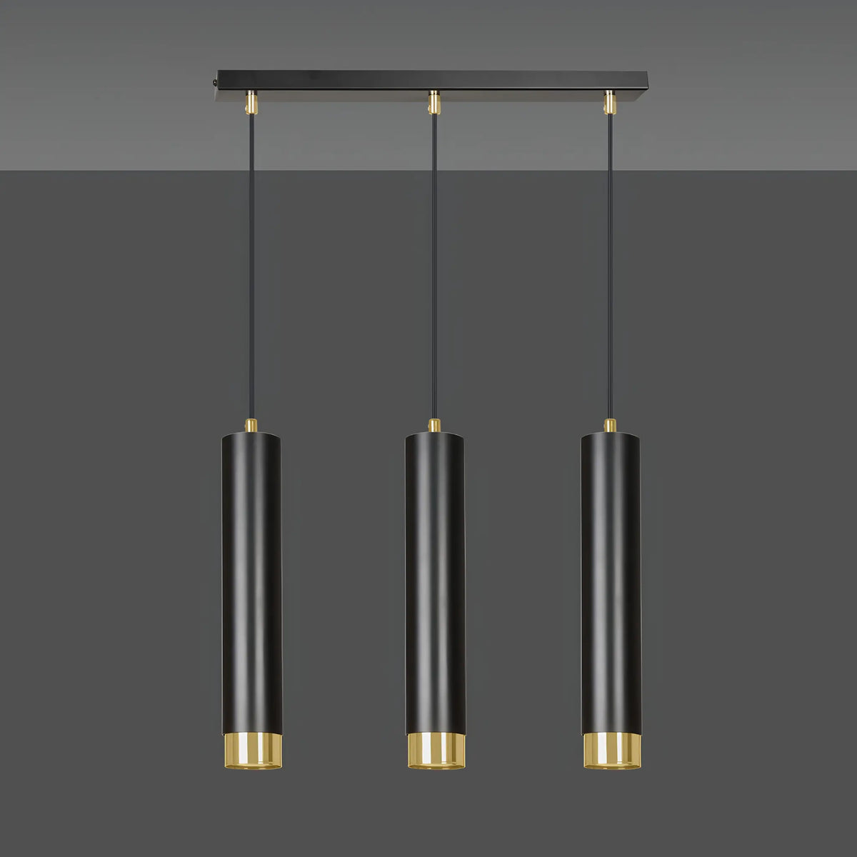Emibig Kibo Pendellampa 3-ljus 45x6 cm, Svart/Guld