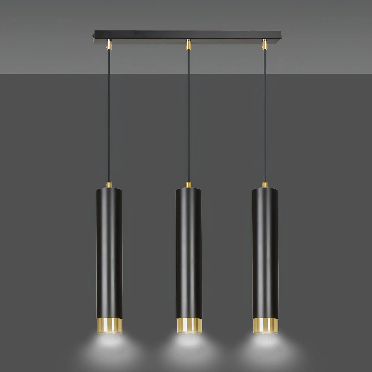 Emibig Kibo Pendellampa 3-ljus 45x6 cm, Svart/Guld