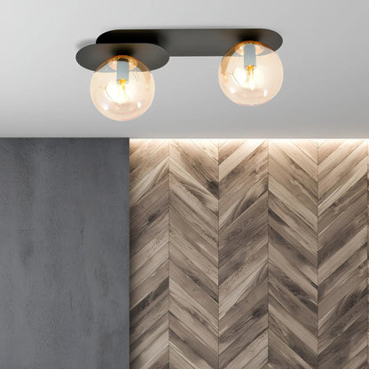 Emibig Plaza Taklampa 2-ljus 45x14 cm, Svart/Gul