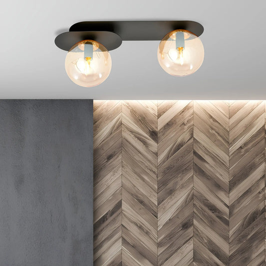 Emibig Plaza Taklampa 2-ljus 45x14 cm, Svart/Gul