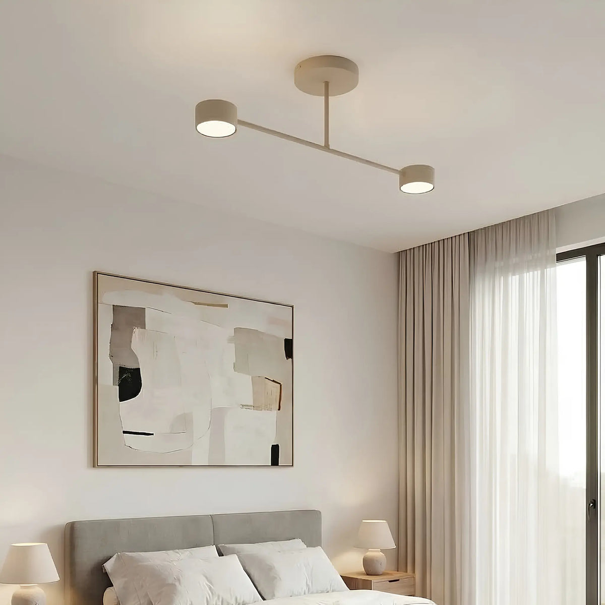 Emibig Halo Taklampa 2-ljus 60x8 cm, Beige
