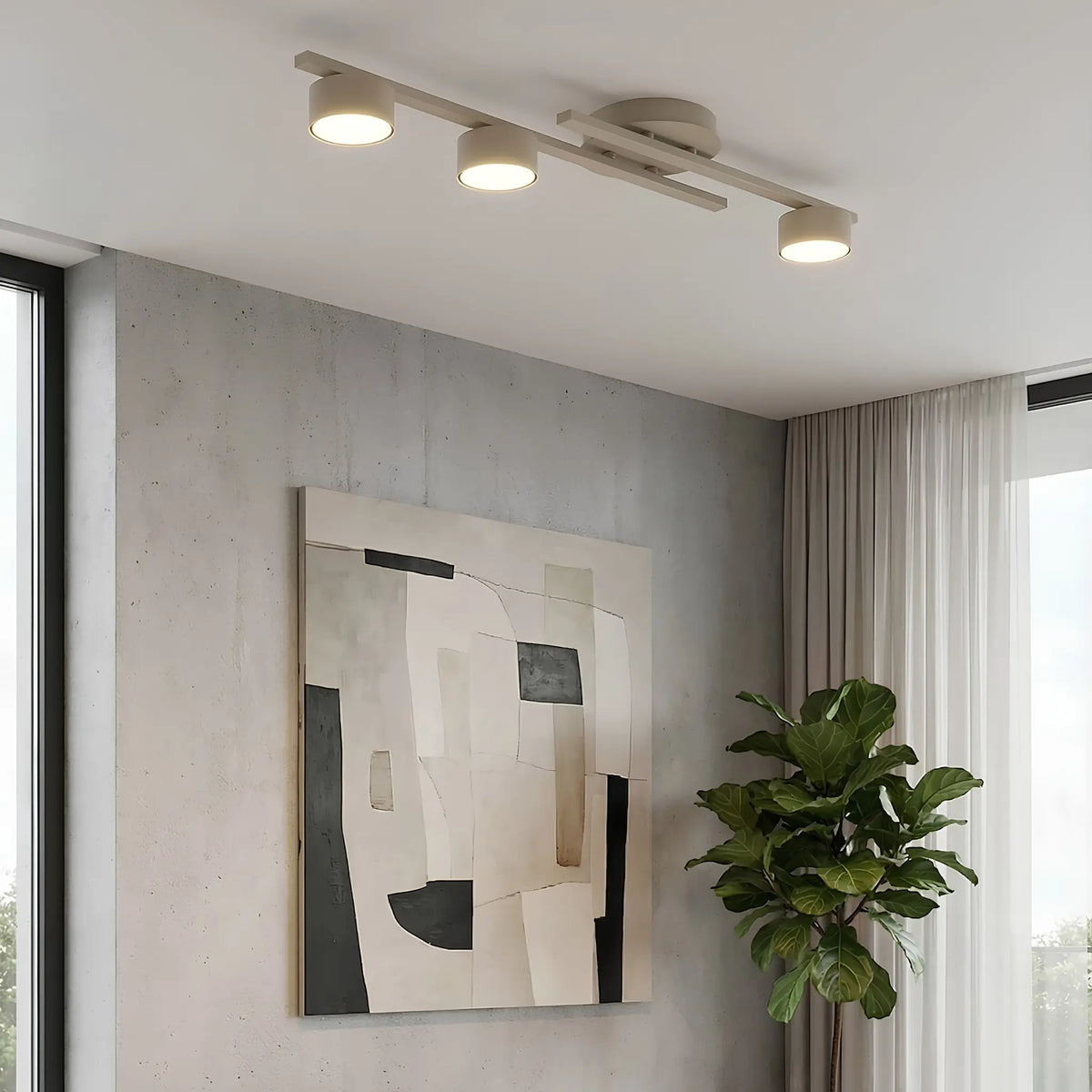 Emibig Fragment Taklampa 3-ljus 74x20 cm, Beige