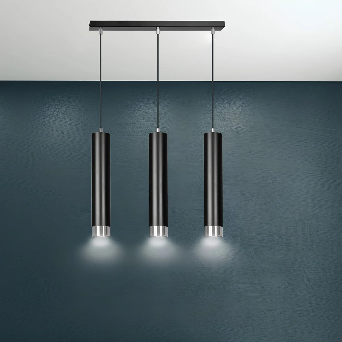 Emibig Kibo Pendellampa 3-ljus 45x6 cm, Svart/Silver