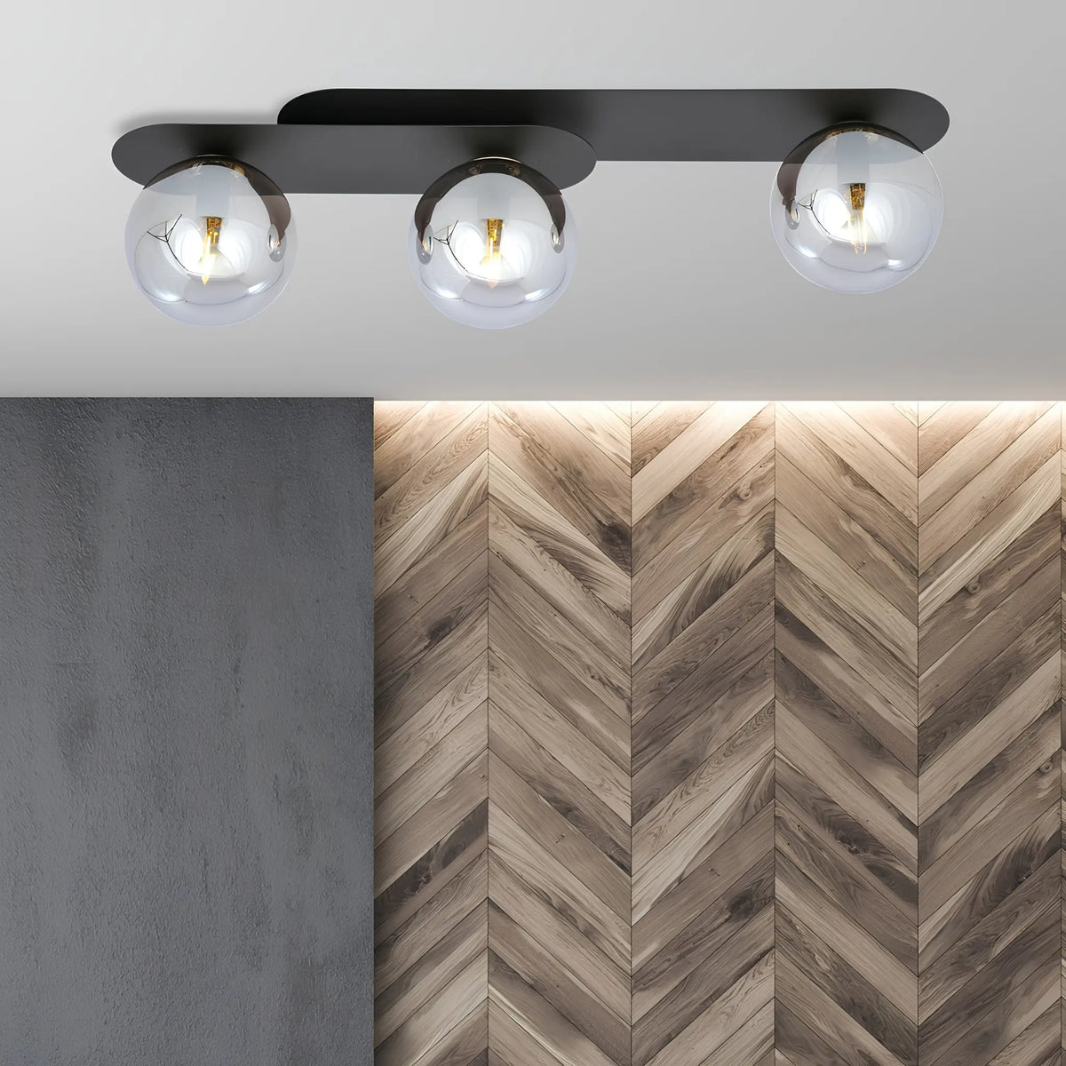 Emibig Plaza Taklampa 3-ljus 70x14 cm, Svart