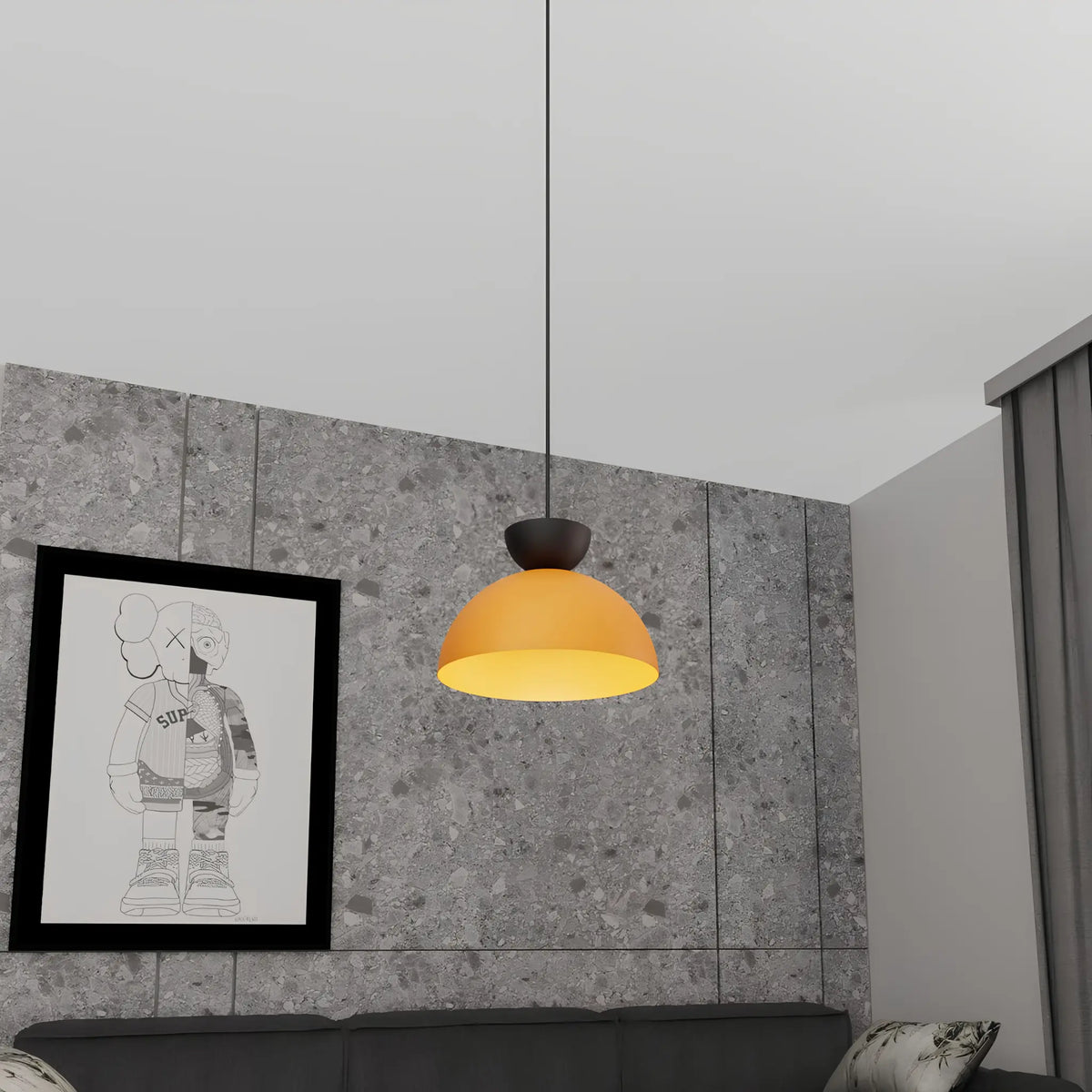 Emibig Lunaro Pendellampa Ø30 cm, Svart/Orange