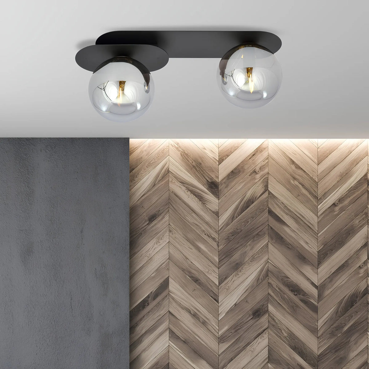 Emibig Plaza Taklampa 2-ljus 45x14 cm, Svart