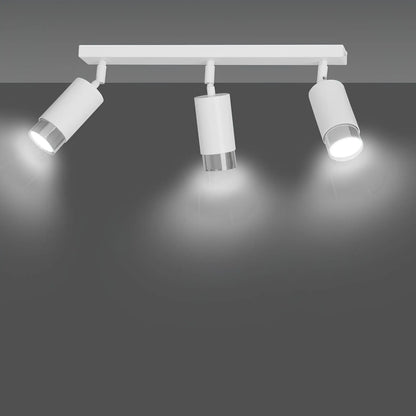 Emibig Hiro Taklampa 3-ljus 45x6 cm, Vit/Silver