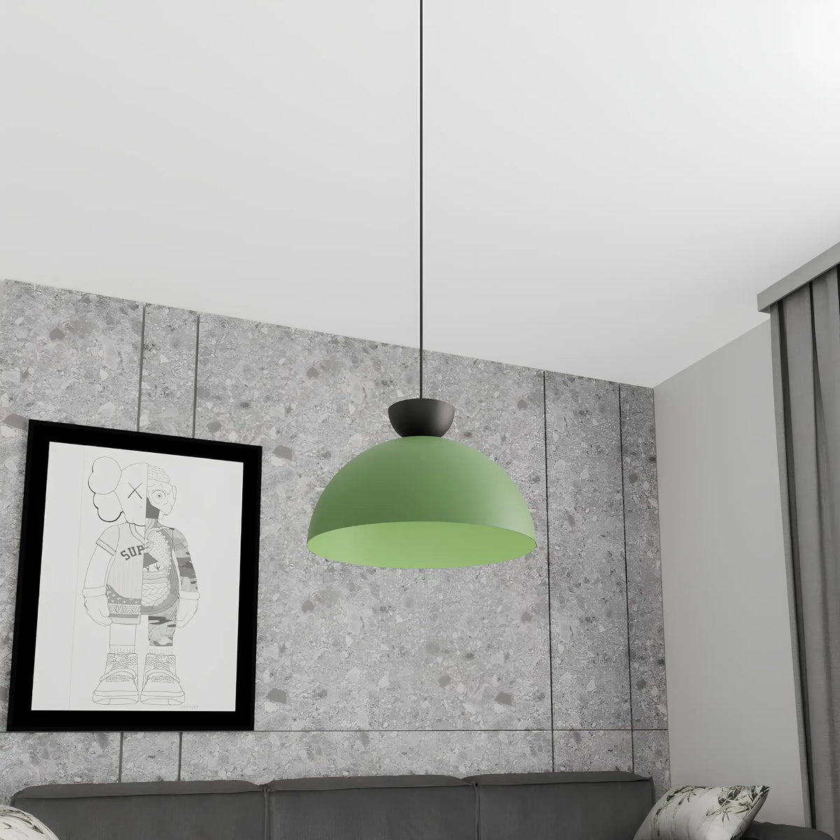 Emibig Lunaro Pendellampa Ø40 cm, Svart/Grön