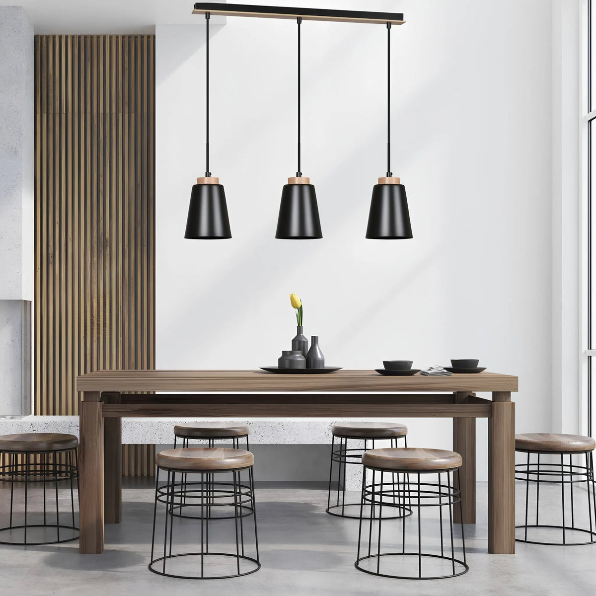 Emibig Bolero Pendellampa 3-ljus 66x14 cm, Svart