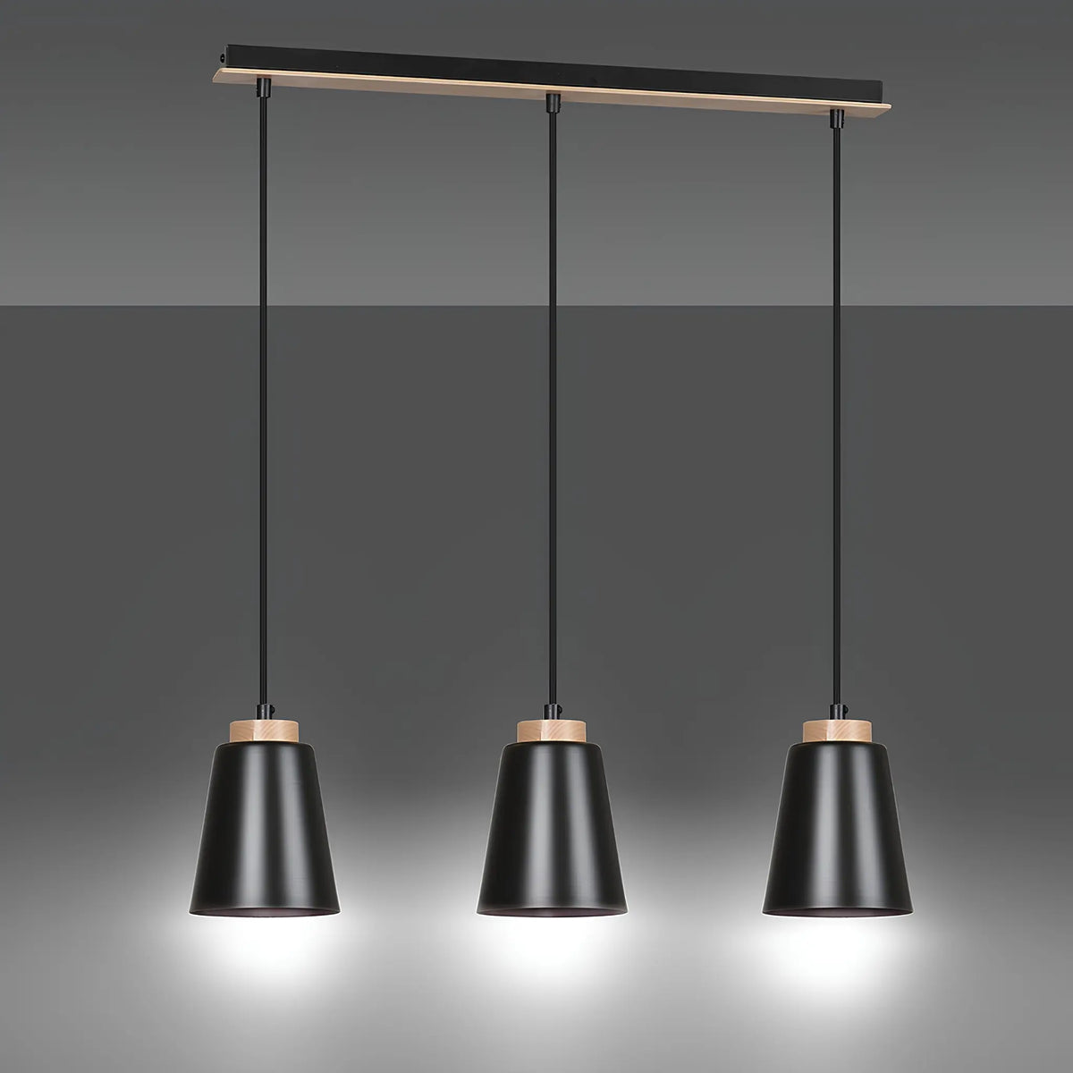 Emibig Bolero Pendellampa 3-ljus 66x14 cm, Svart
