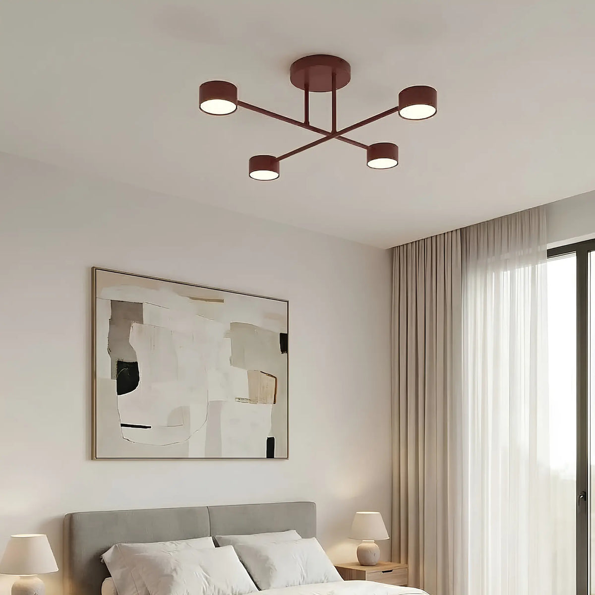 Emibig Halo Taklampa 4-ljus Ø60 cm, Vinröd