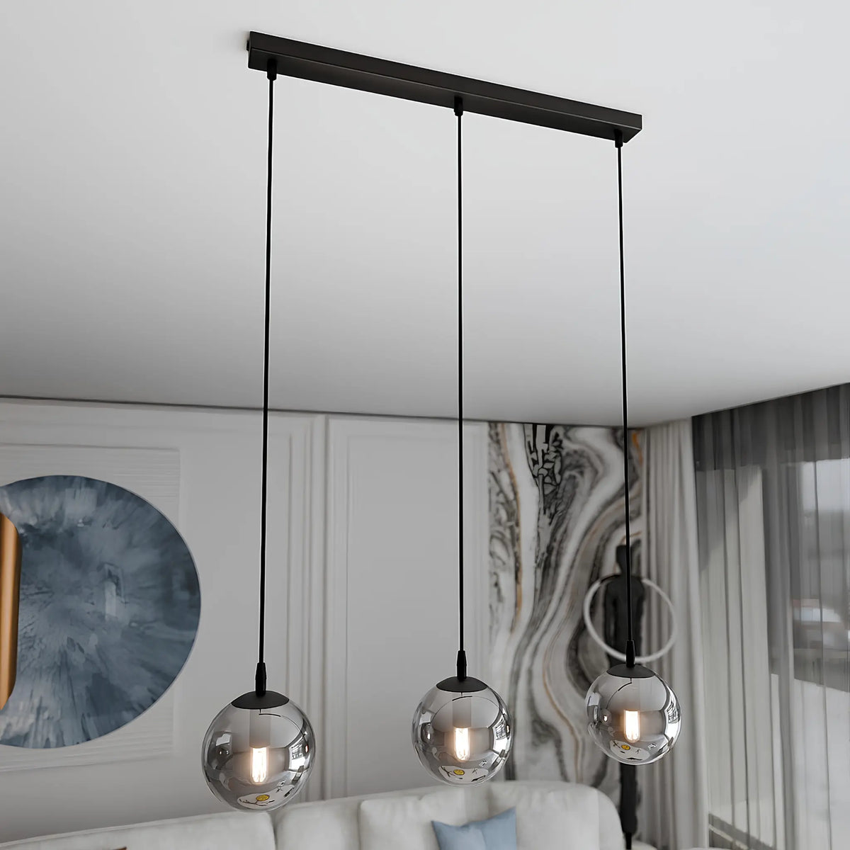 Emibig Cosmo Pendellampa 3-ljus 70x14 cm, Svart