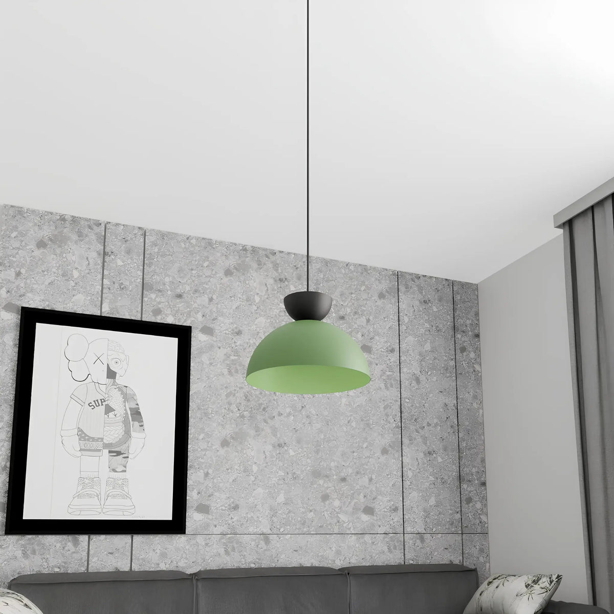 Emibig Lunaro Pendellampa Ø30 cm, Svart/Grön