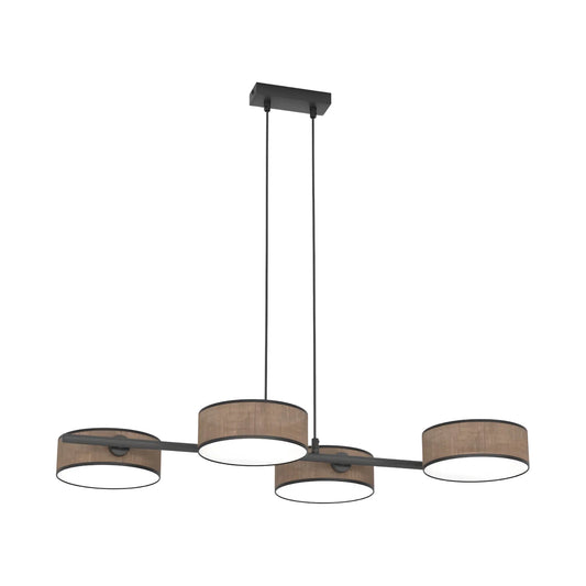 Emibig Drumz Pendellampa 4-ljus 80x46 cm, Brun/Svart