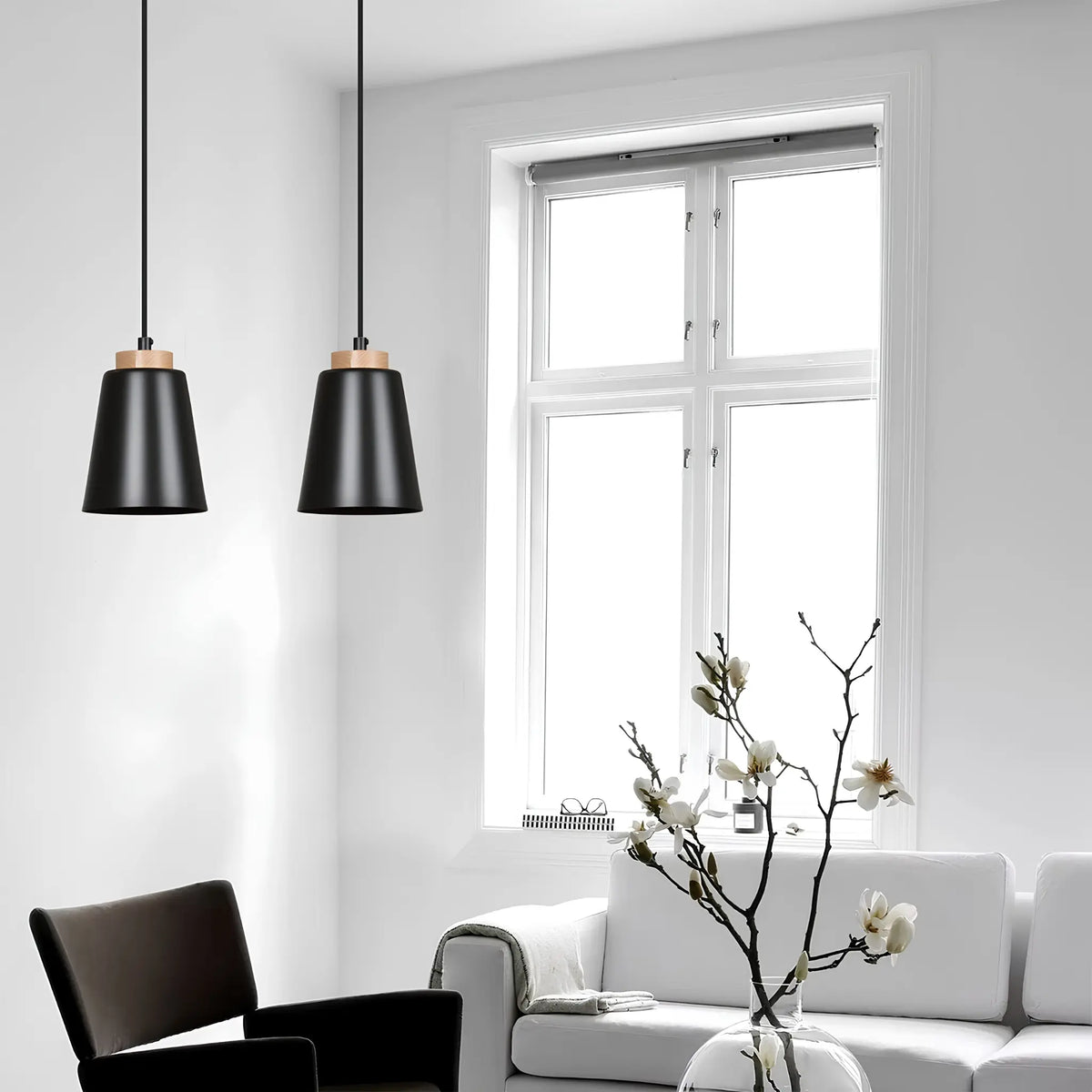 Emibig Bolero Pendellampa 2-ljus 40x14 cm, Svart