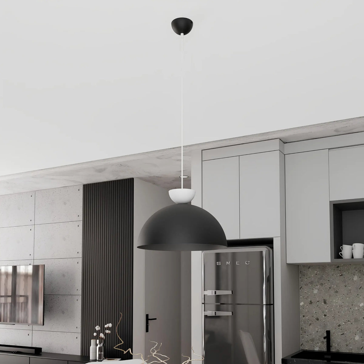 Emibig Lunaro Pendellampa Ø40 cm, Svart/Vit