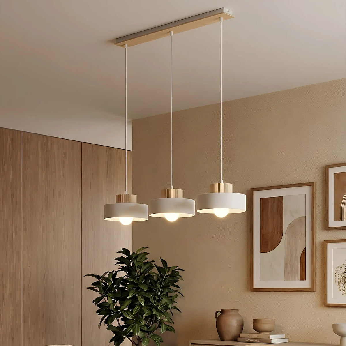 Emibig Kivi Pendellampa 3-ljus 73x20 cm, Vit