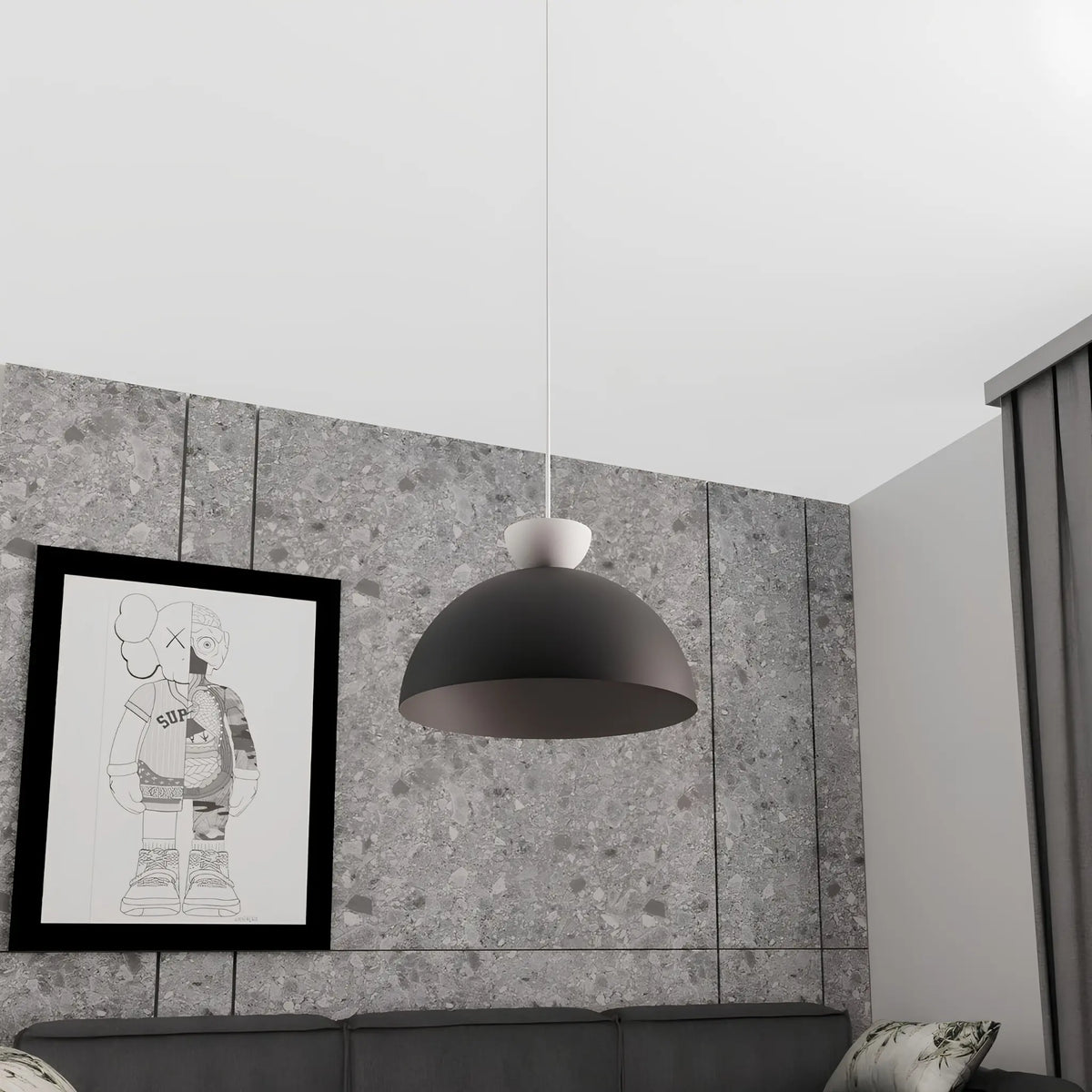 Emibig Lunaro Pendellampa Ø40 cm, Svart/Vit