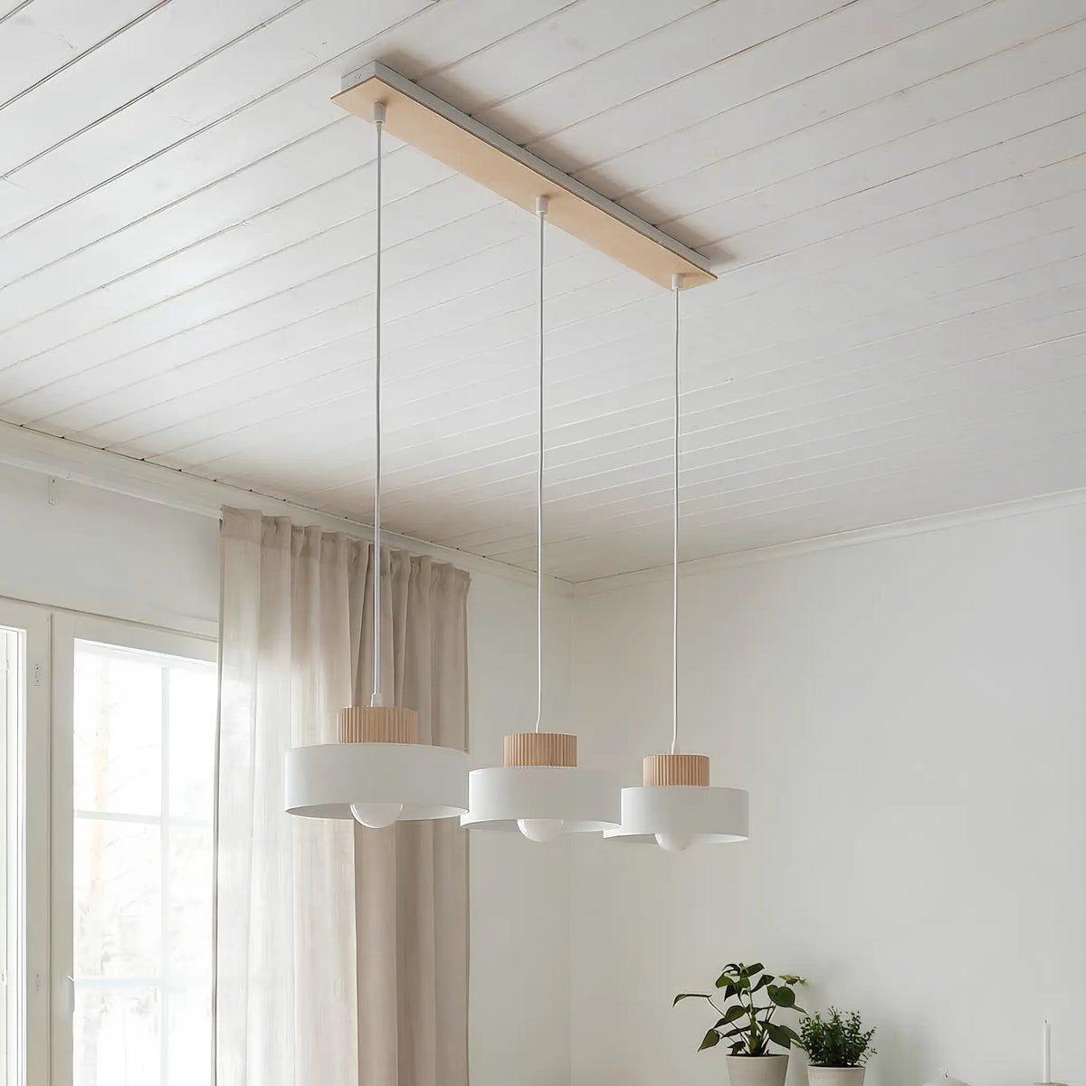 Emibig Kivi Pendellampa 3-ljus 73x20 cm, Vit