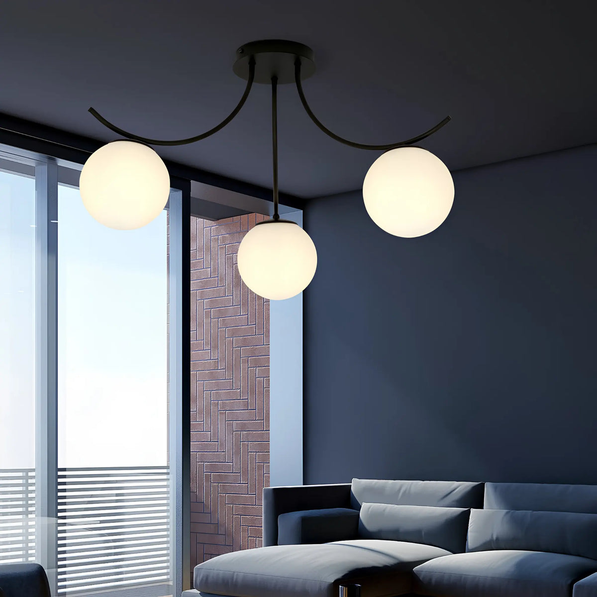 Emibig Boston Taklampa 3-ljus 70x65 cm, Svart