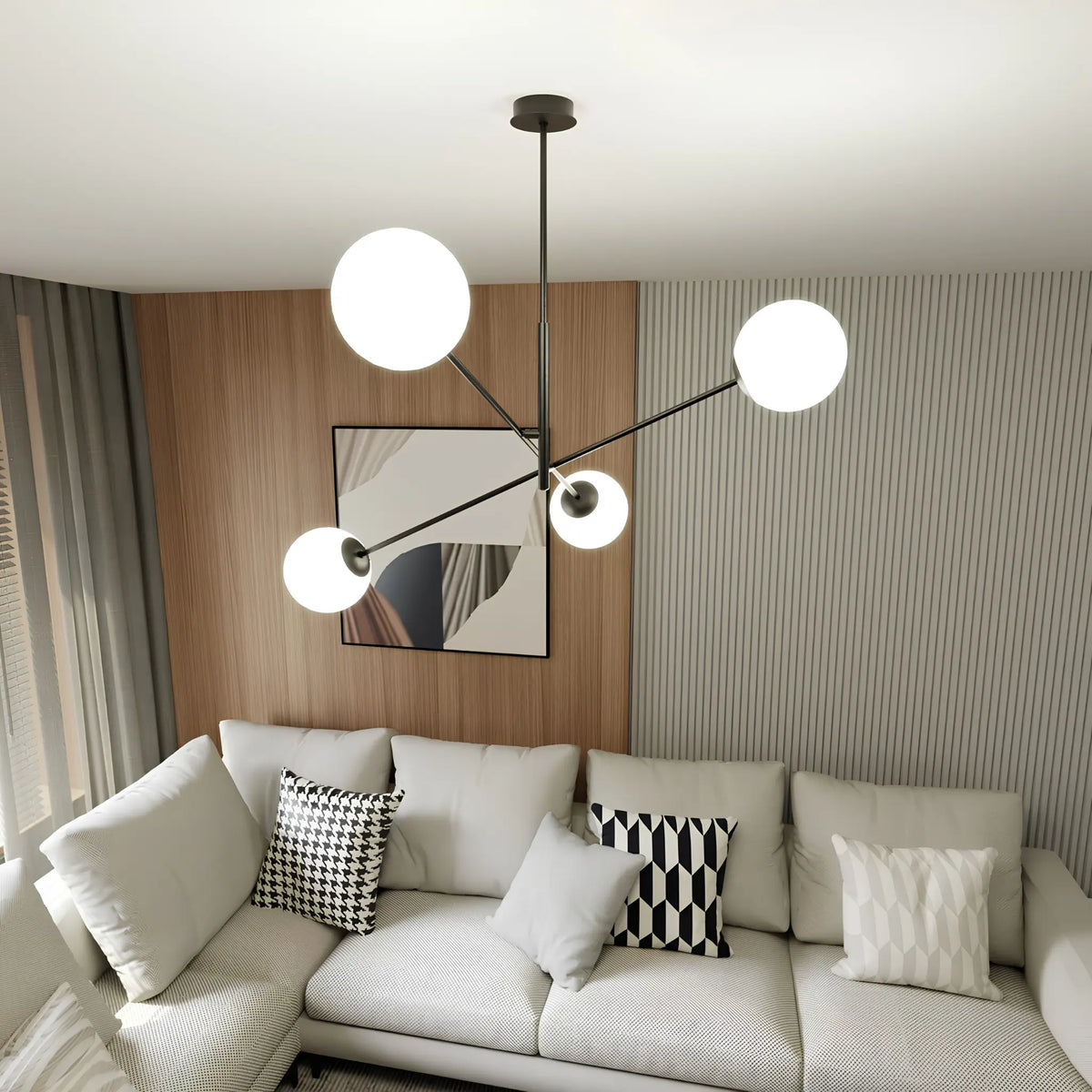 Emibig Linear Pendellampa 4-ljus Ø102 cm, Svart