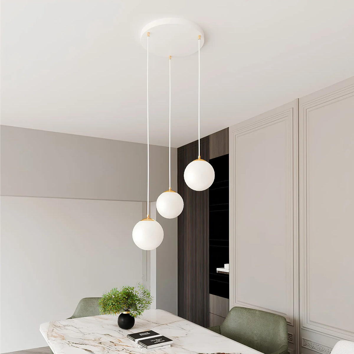 Emibig Royal Pendellampa 3-ljus Ø40 cm, Vit/Guld