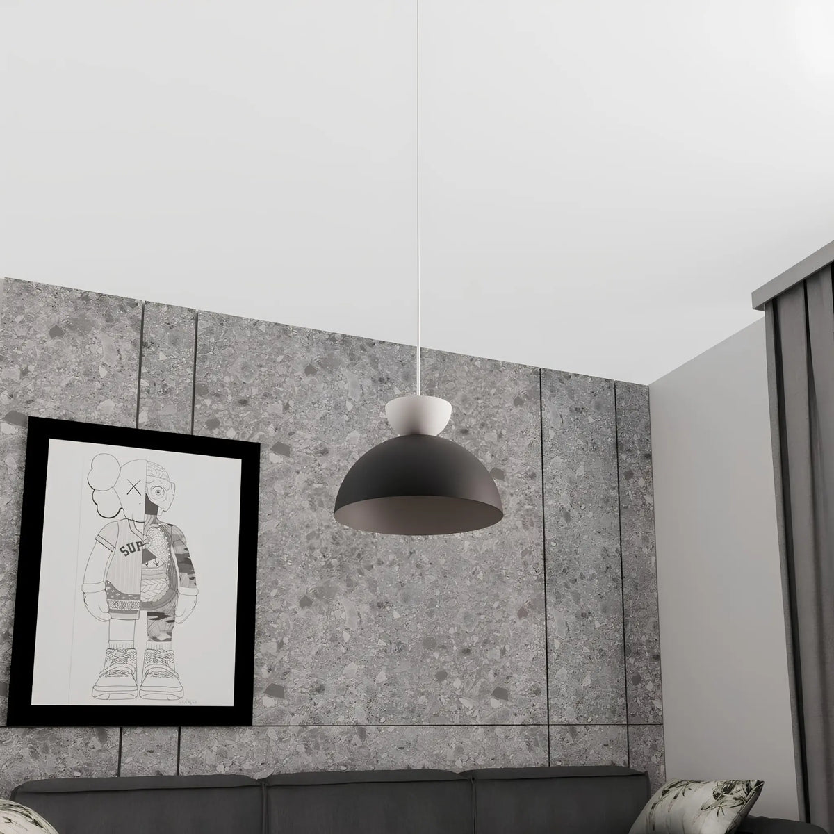 Emibig Lunaro Pendellampa Ø30 cm, Svart/Vit