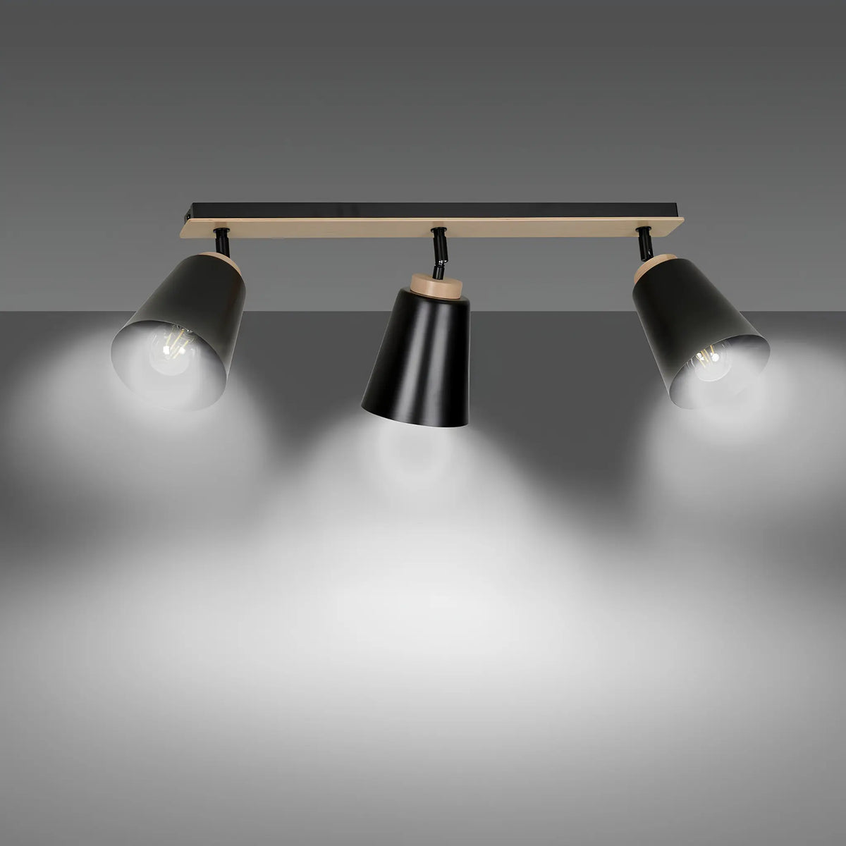 Emibig Atlas Taklampa 3-ljus 90x15 cm, Svart