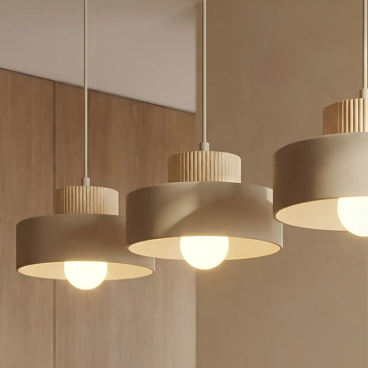 Emibig Kivi Pendellampa 3-ljus 73x20 cm, Beige