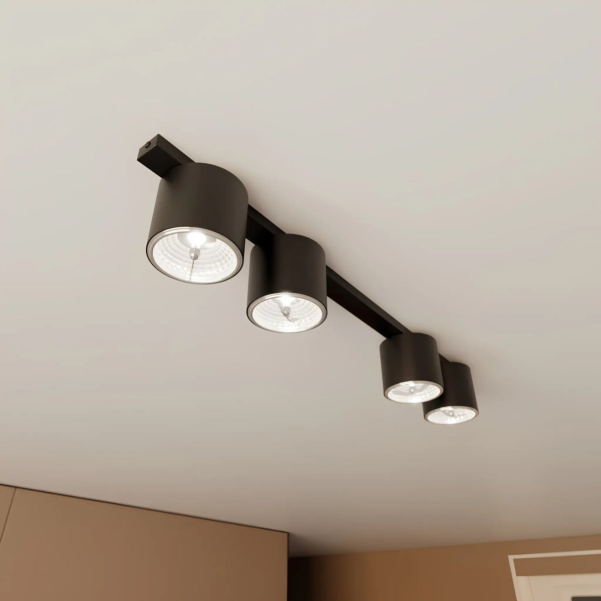 Emibig Nano Taklampa 4-ljus 90x11,5 cm, Svart