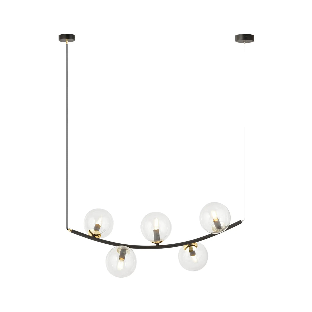 Emibig Ritz Pendellampa 5-ljus 80x28 cm, Svart/Guld
