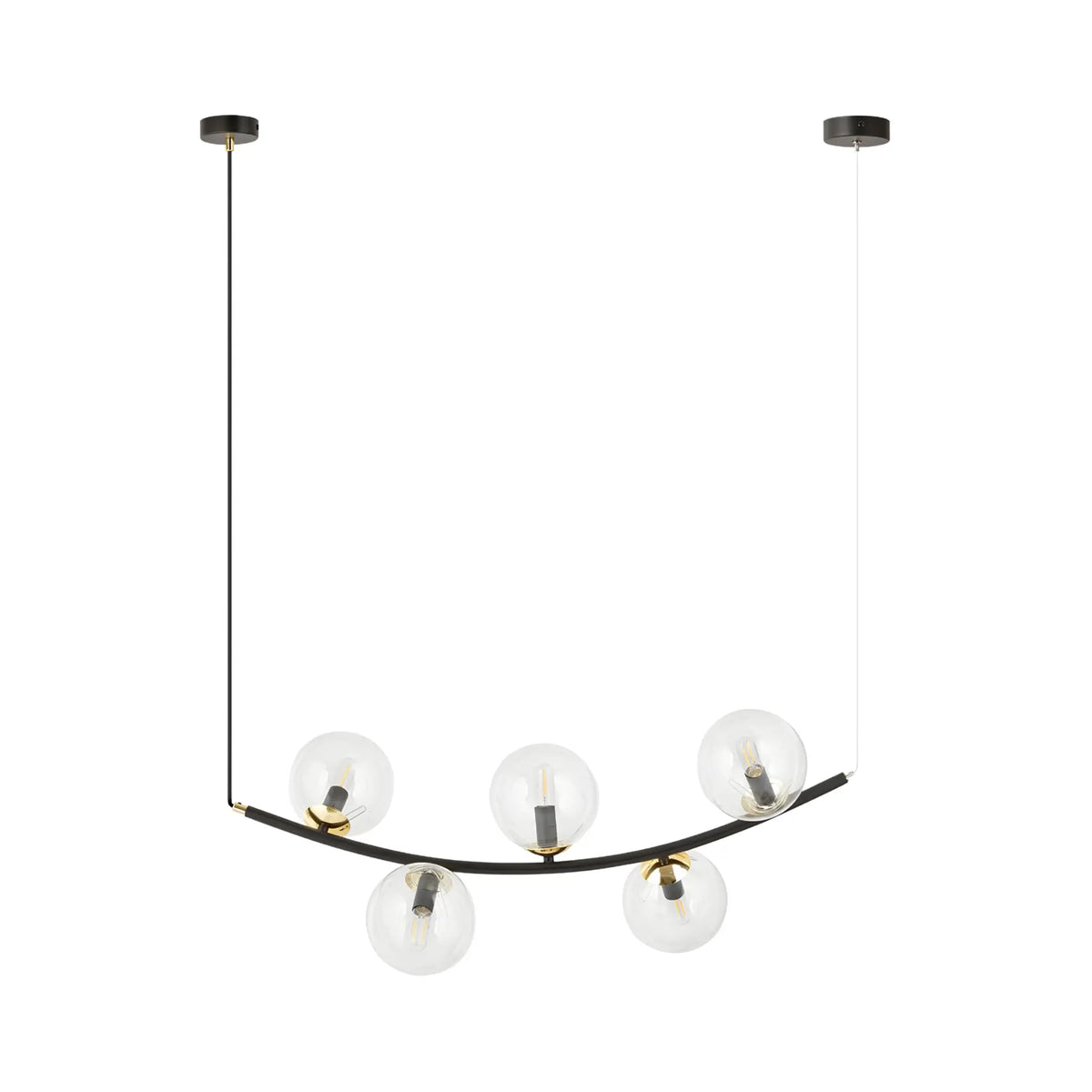 Emibig Ritz Pendellampa 5-ljus 80x28 cm, Svart/Guld