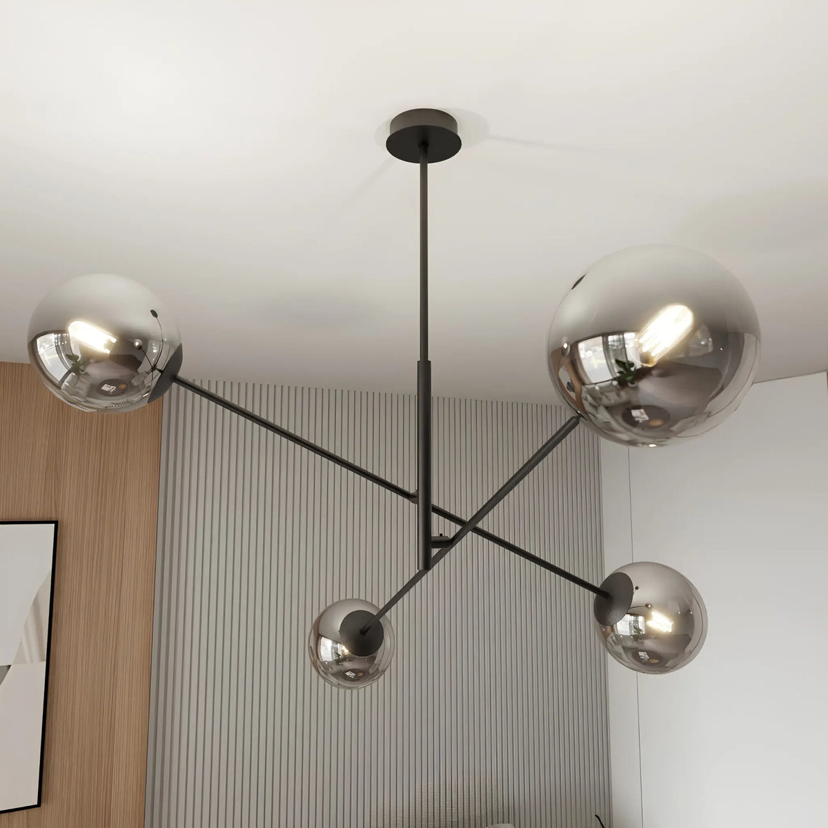Emibig Linear Pendellampa 4-ljus Ø102 cm, Svart