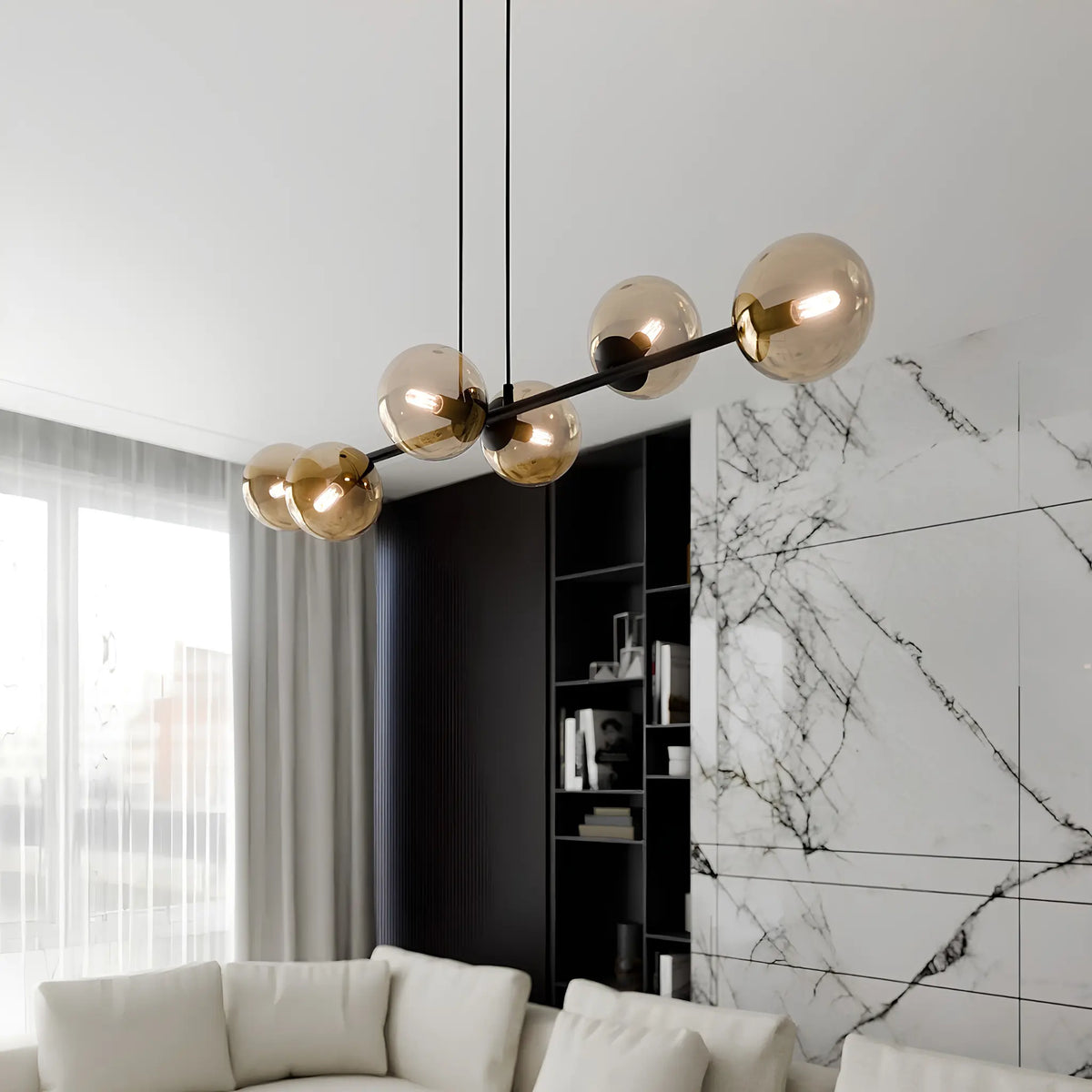 Emibig Rossi Pendellampa 6-ljus 110x30 cm, Svart
