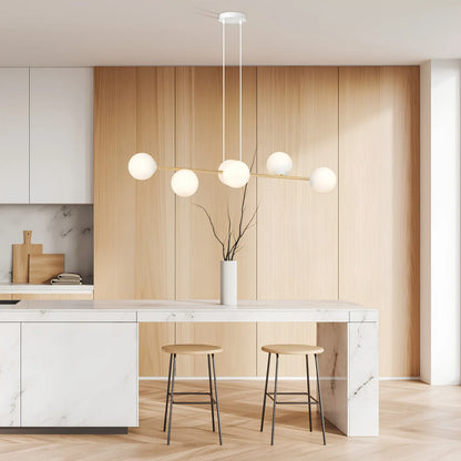 Emibig Gravity Pendellampa 6-ljus 110x29 cm, Vit/Guld