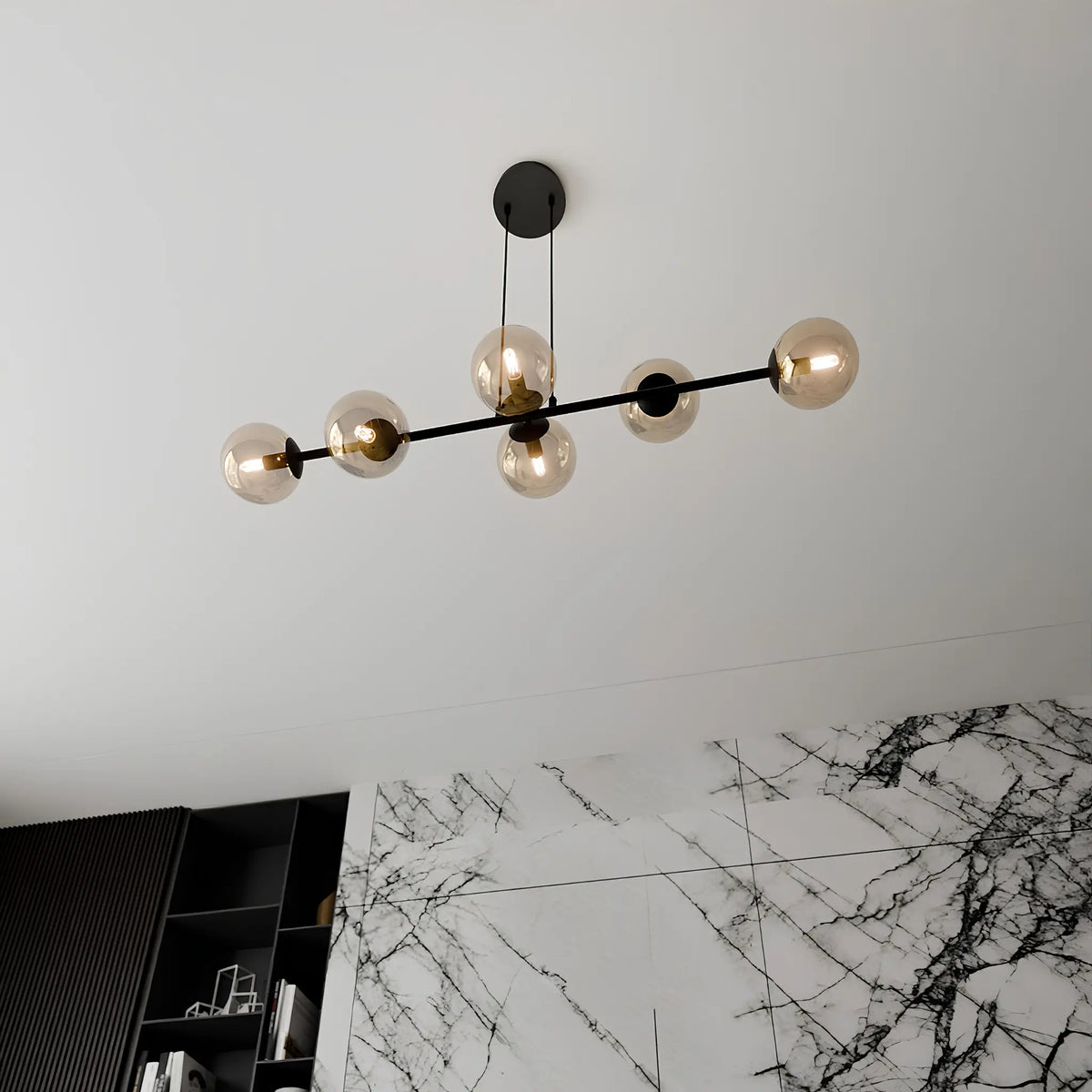 Emibig Rossi Pendellampa 6-ljus 110x30 cm, Svart