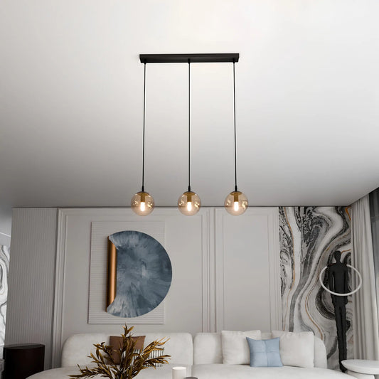 Emibig Cosmo Pendellampa 3-ljus 70x14 cm, Svart/Gul