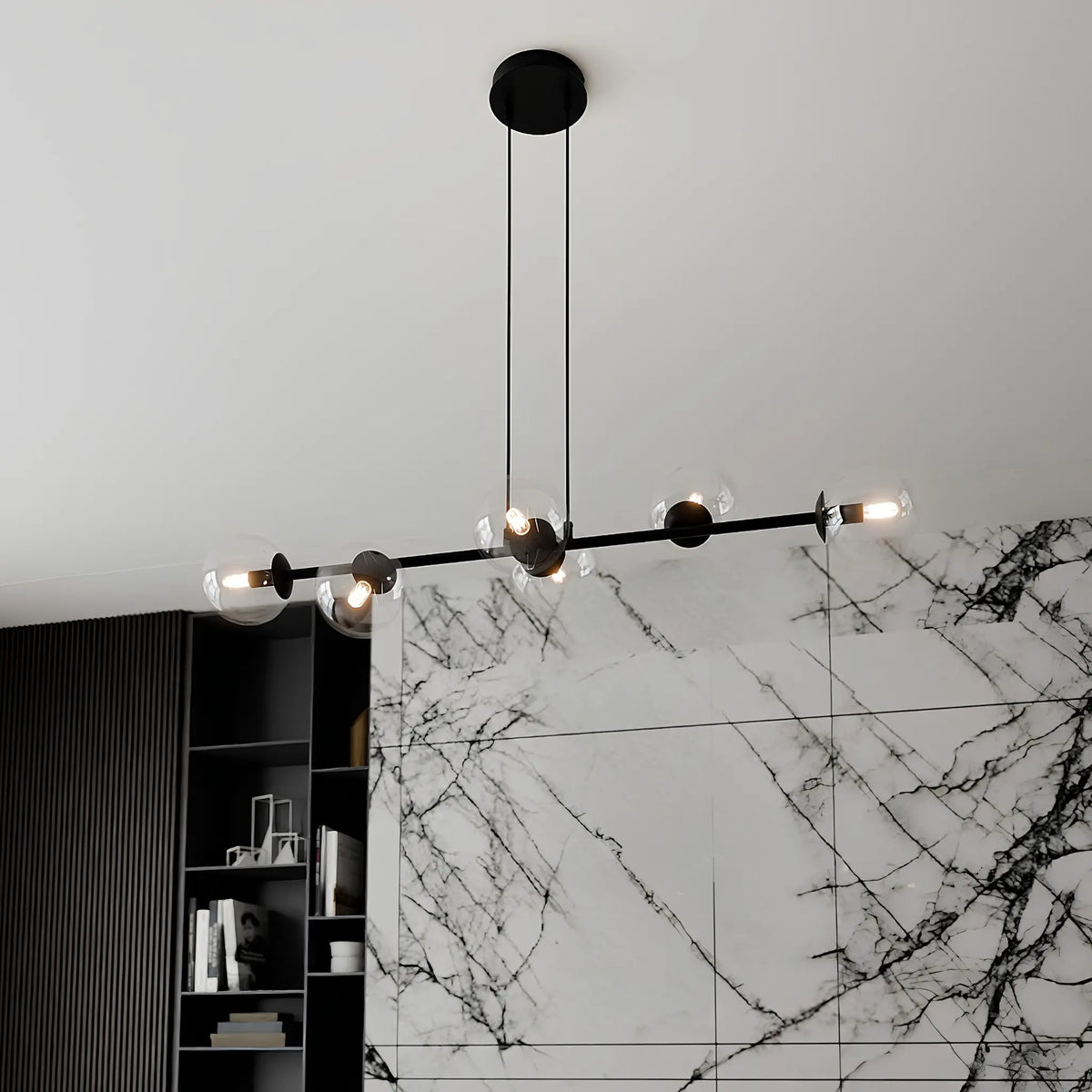 Emibig Rossi Pendellampa 6-ljus 110x30 cm, Svart