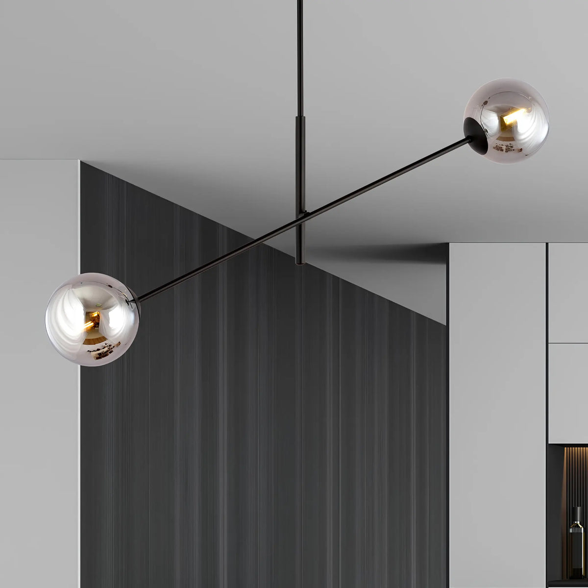 Emibig Linear Pendellampa 2-ljus 102x14 cm, Svart