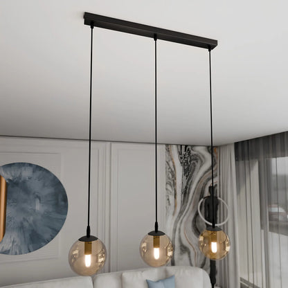 Emibig Cosmo Pendellampa 3-ljus 70x14 cm, Svart/Gul