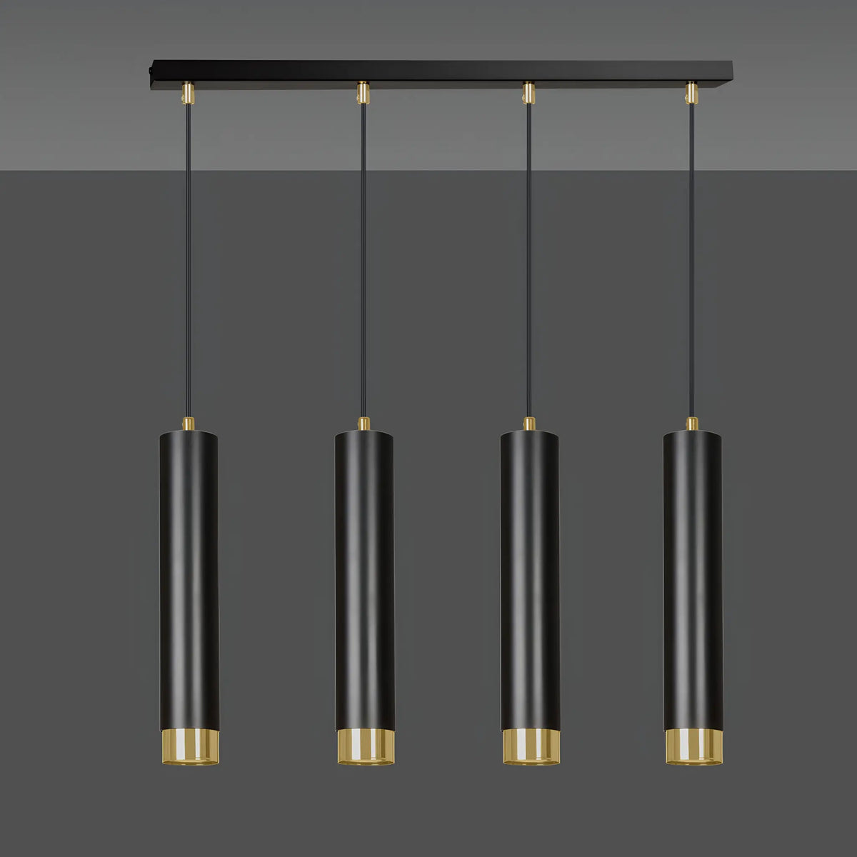 Emibig Kibo Pendellampa 4-ljus 60x6 cm, Svart/Guld