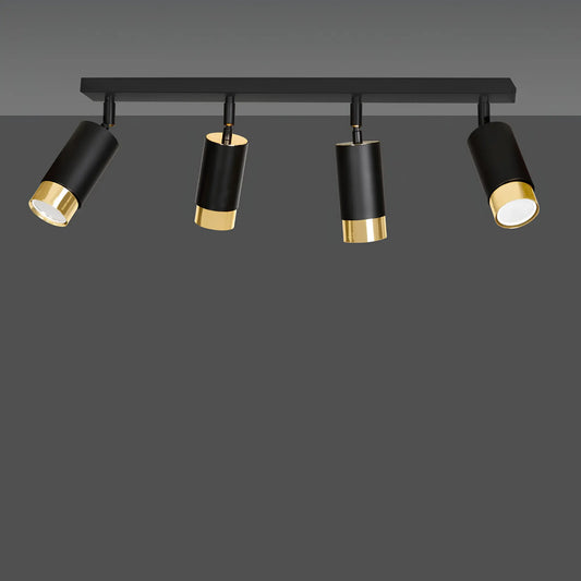 Emibig Hiro Taklampa 4-ljus 60x6 cm, Svart/Guld