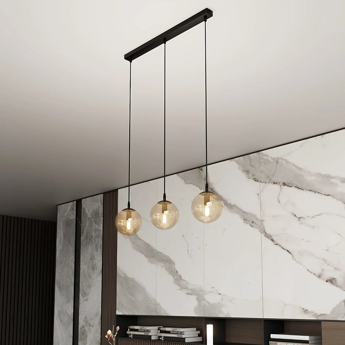 Emibig Cosmo Pendellampa 3-ljus 70x14 cm, Svart/Gul
