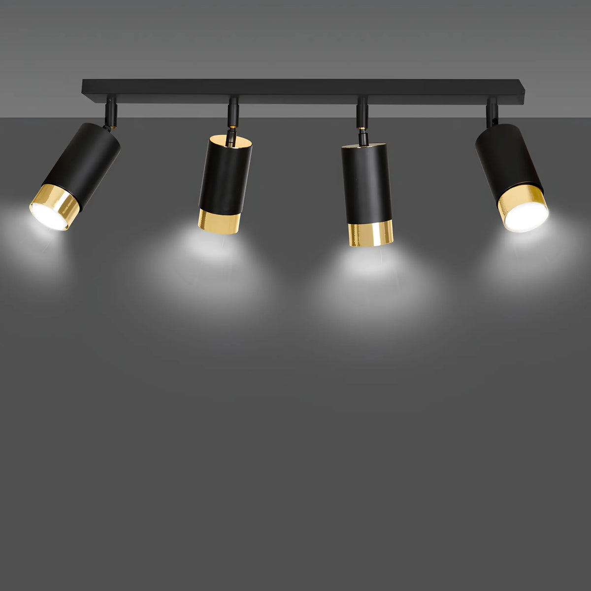 Emibig Hiro Taklampa 4-ljus 60x6 cm, Svart/Guld