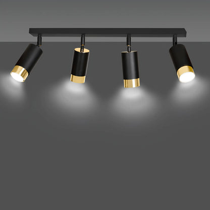 Emibig Hiro Taklampa 4-ljus 60x6 cm, Svart/Guld
